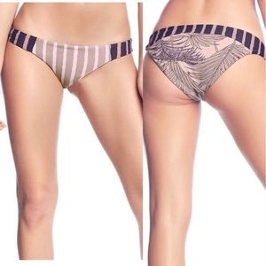 Maaji Love Affair Striped Floral Reversible Bikini Bottoms Sz L